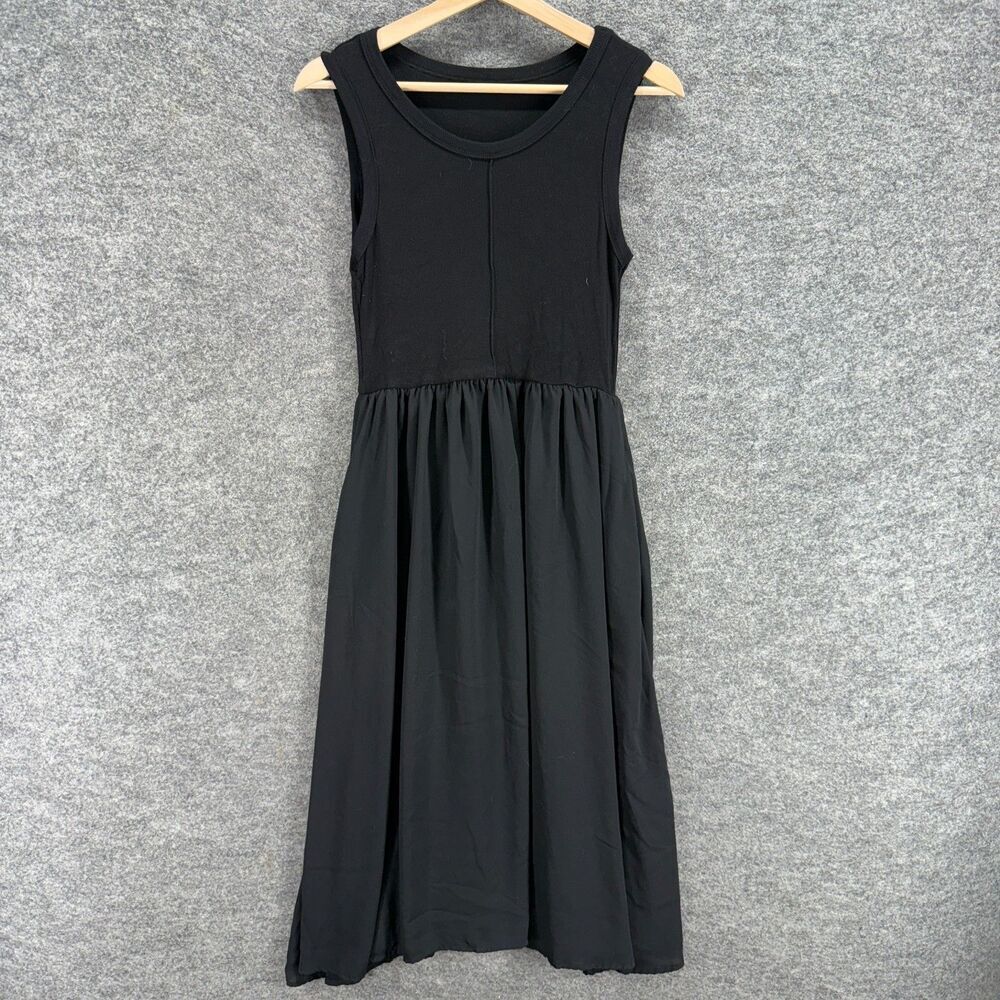 Unbranded Dress Women L Large Black Sheath Midi Sleeveless Round Neck Casual